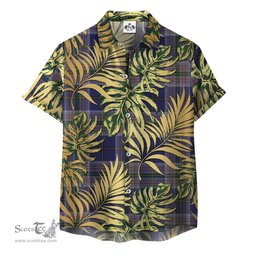 ScotsTee Shop Scottish Heston Clan Tartan Vintage Leaves Hawaiian Shirt