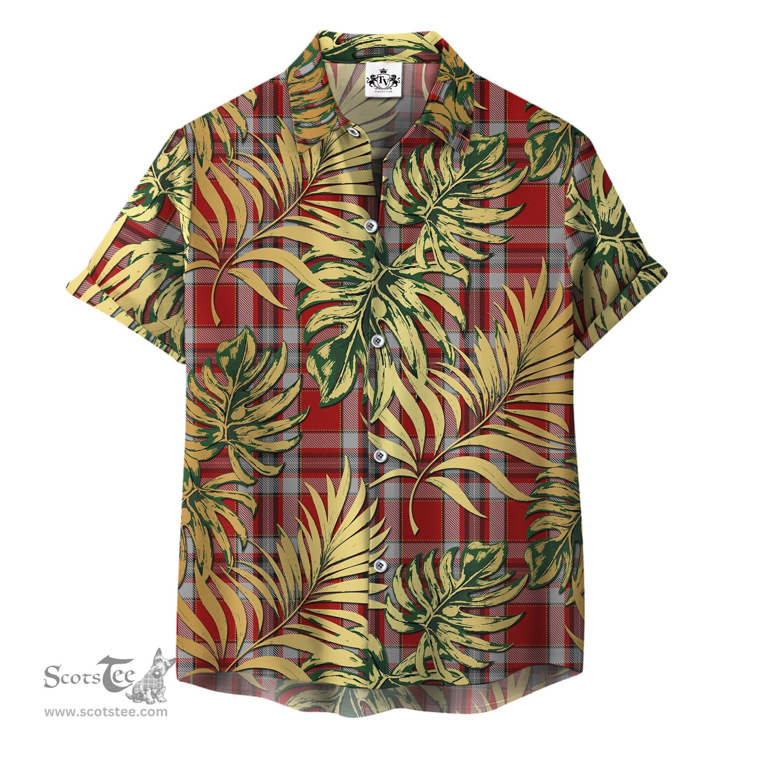 ScotsTee Shop Scottish Drummond of Perth Dress Clan Tartan Vintage Leaves Hawaiian Shirt