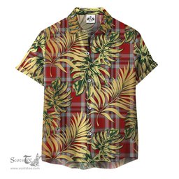 ScotsTee Shop Scottish Drummond of Perth Dress Clan Tartan Vintage Leaves Hawaiian Shirt