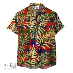 ScotsTee Shop Scottish Gow of McGouan Clan Tartan Vintage Leaves Hawaiian Shirt