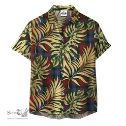 ScotsTee Shop Scottish Dundas Clan Tartan Vintage Leaves Hawaiian Shirt
