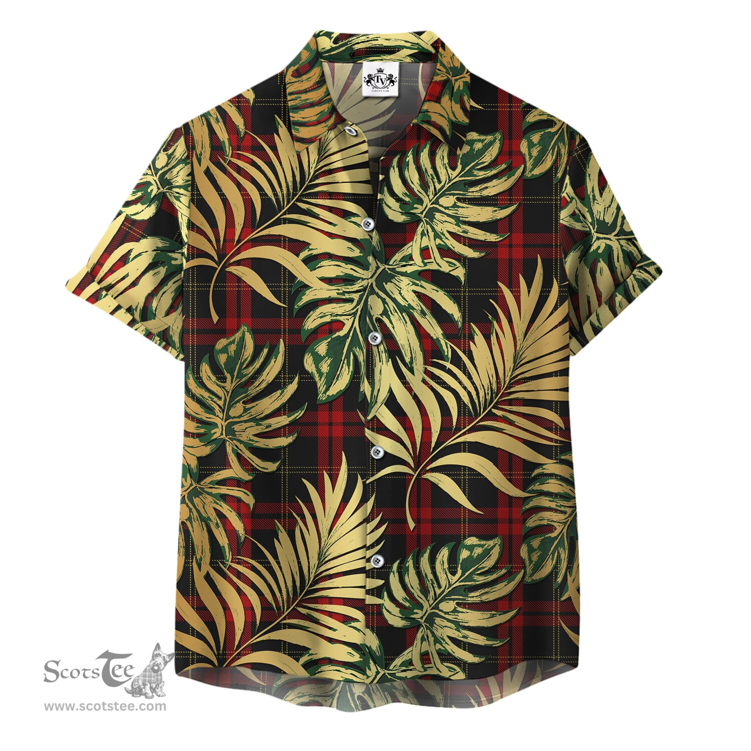 ScotsTee Shop Scottish Harvie Clan Tartan Vintage Leaves Hawaiian Shirt