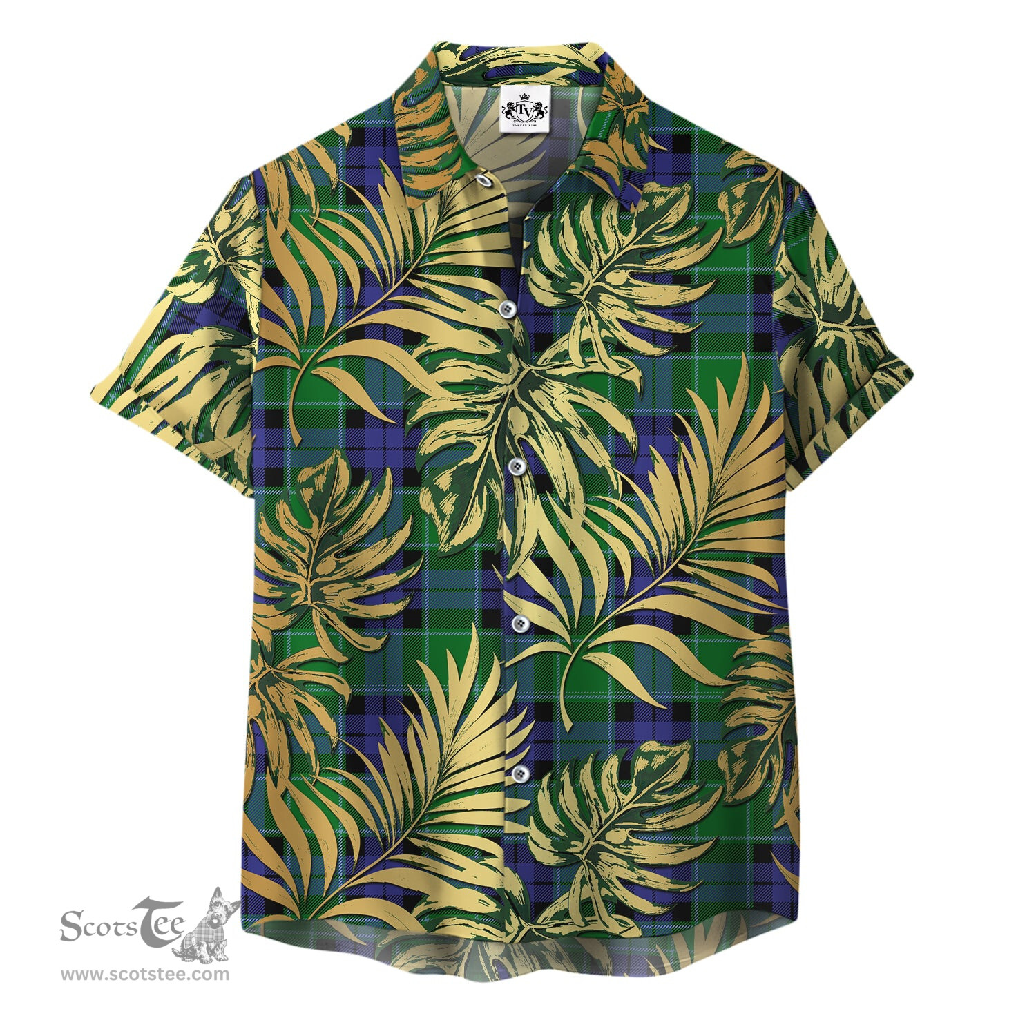 ScotsTee Shop Scottish Graham of Menteith Modern Clan Tartan Vintage Leaves Hawaiian Shirt