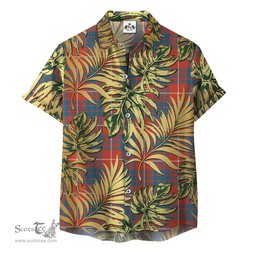 ScotsTee Shop Scottish Hamilton Ancient Clan Tartan Vintage Leaves Hawaiian Shirt
