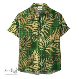 ScotsTee Shop Scottish Forrester or Foster Hunting Clan Tartan Vintage Leaves Hawaiian Shirt