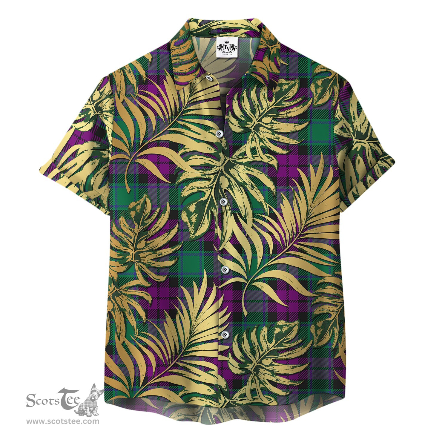 ScotsTee Shop Scottish MacArthur Milton Clan Tartan Vintage Leaves Hawaiian Shirt