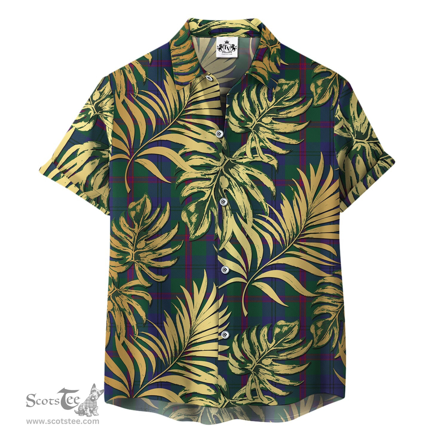 ScotsTee Shop Scottish Laurie Clan Tartan Vintage Leaves Hawaiian Shirt