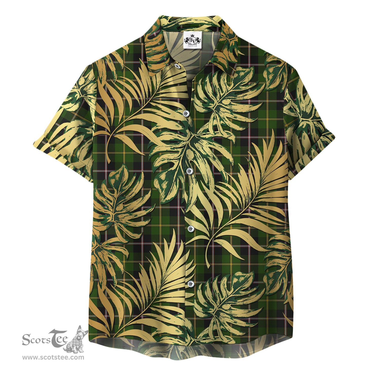 ScotsTee Shop Scottish MacLamroc Clan Tartan Vintage Leaves Hawaiian Shirt