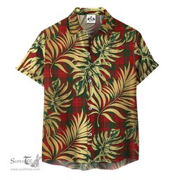 ScotsTee Shop Scottish MacKinnon 04 Clan Tartan Vintage Leaves Hawaiian Shirt