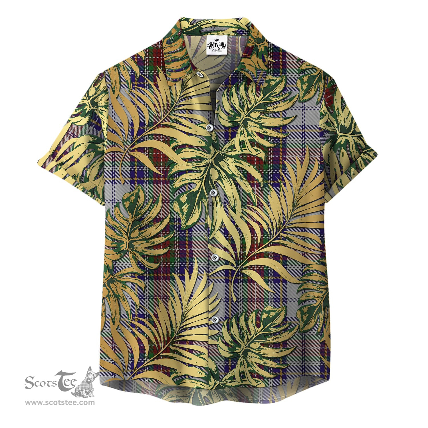 ScotsTee Shop Scottish MacBeth Dress Clan Tartan Vintage Leaves Hawaiian Shirt