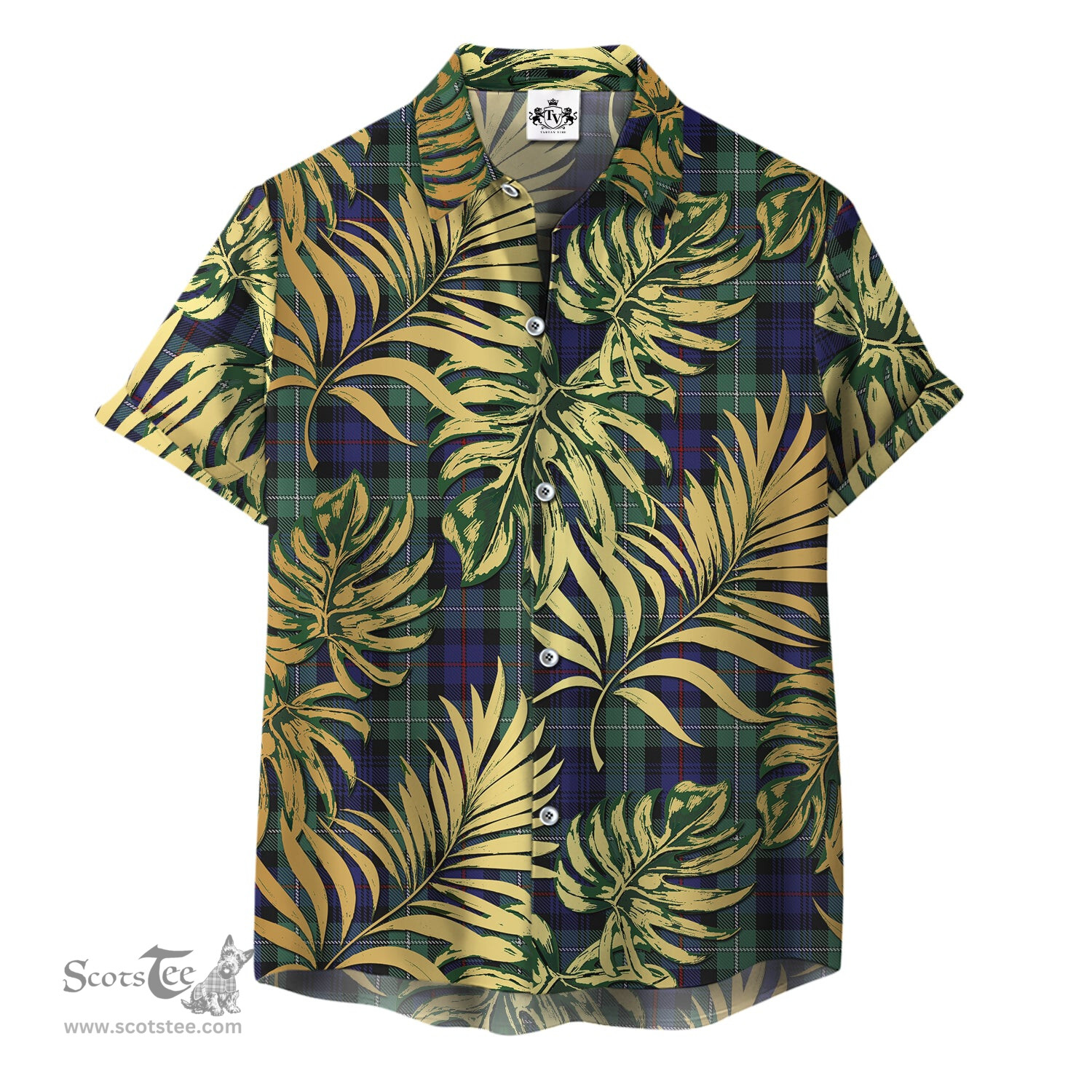 ScotsTee Shop Scottish MacKenzie Hunting Green Clan Tartan Vintage Leaves Hawaiian Shirt