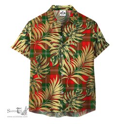 ScotsTee Shop Scottish Lennox Modern Clan Tartan Vintage Leaves Hawaiian Shirt