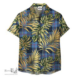 ScotsTee Shop Scottish MacKay Blue Clan Tartan Vintage Leaves Hawaiian Shirt
