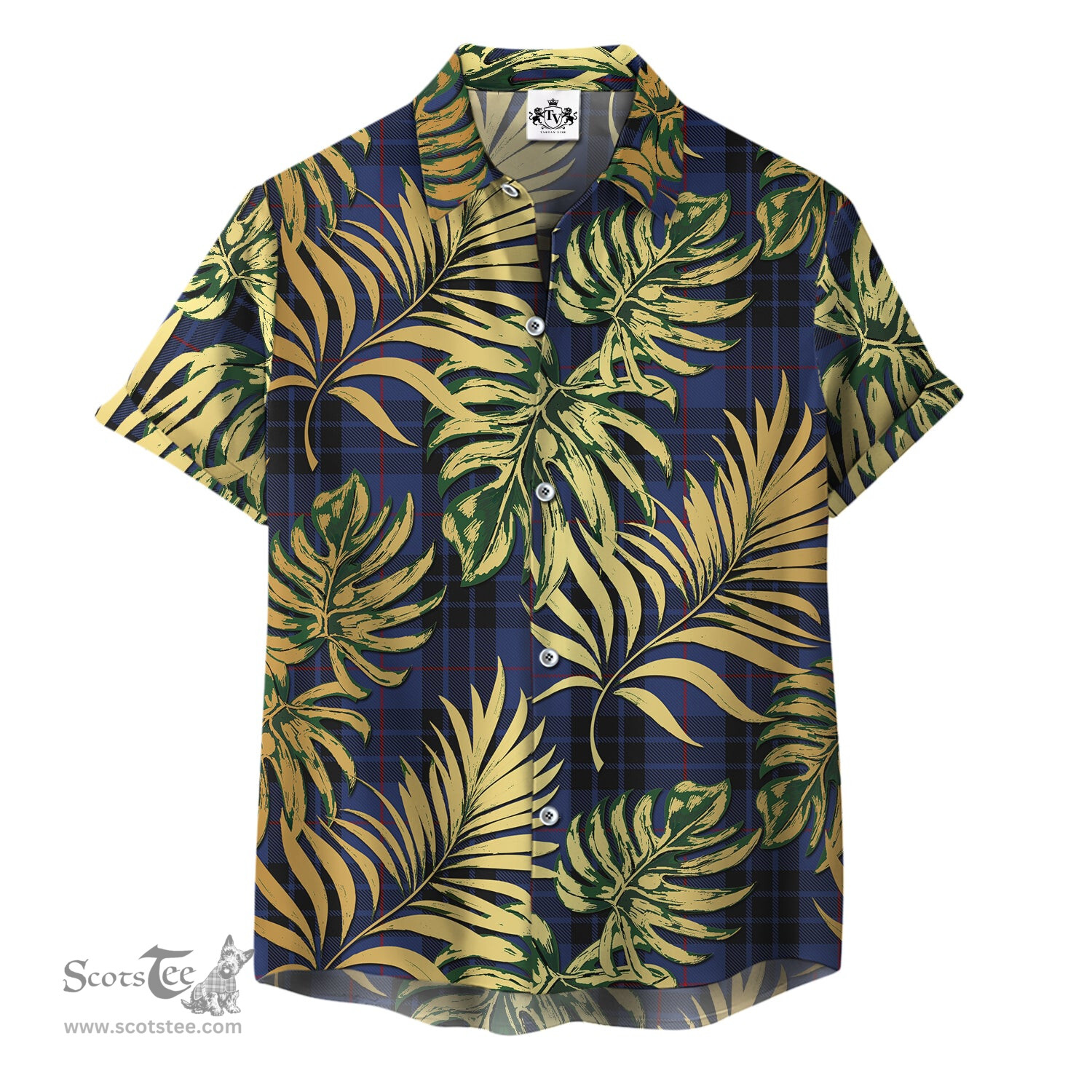 ScotsTee Shop Scottish MacKay Blue 02 Clan Tartan Vintage Leaves Hawaiian Shirt