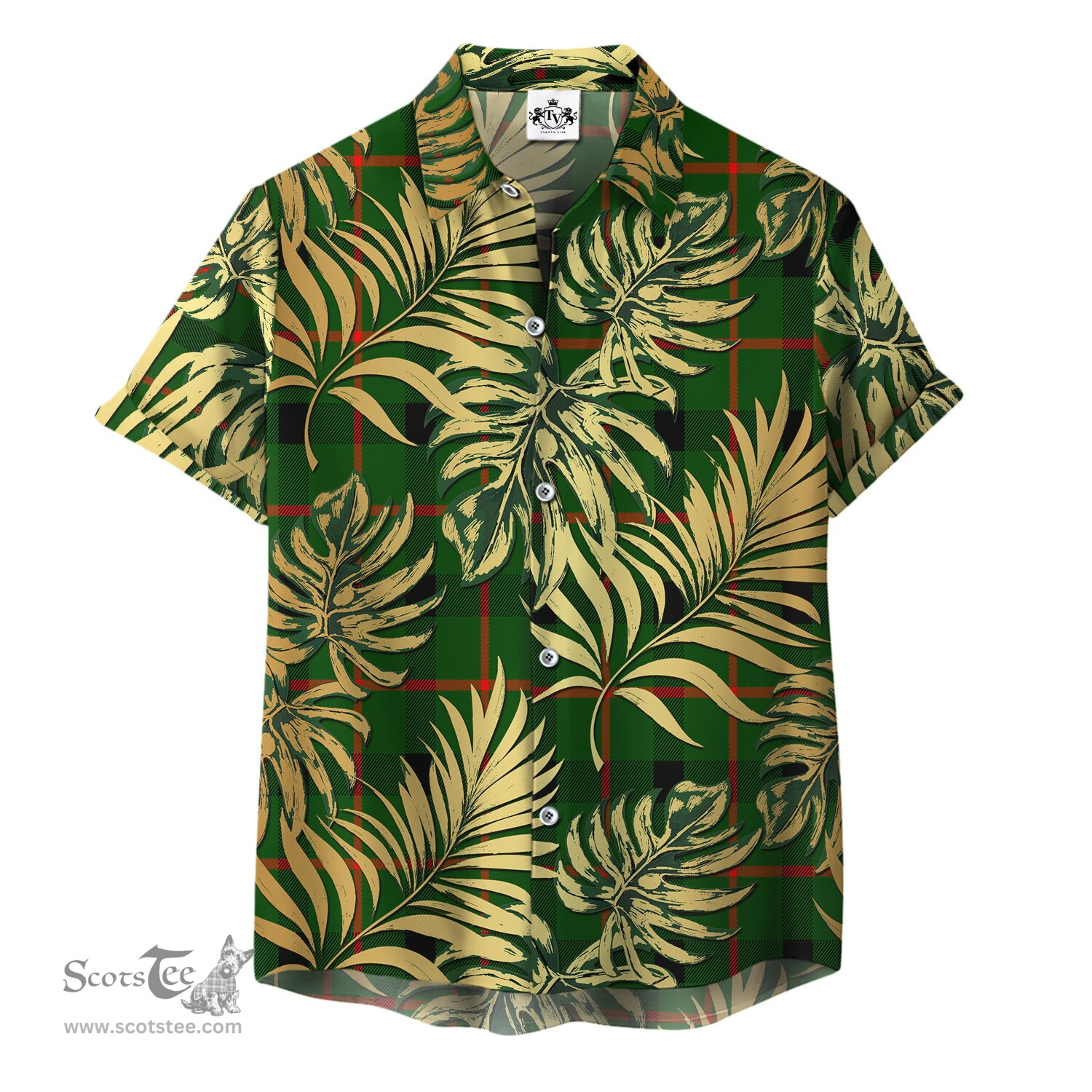 ScotsTee Shop Scottish Kincaid Modern Clan Tartan Vintage Leaves Hawaiian Shirt