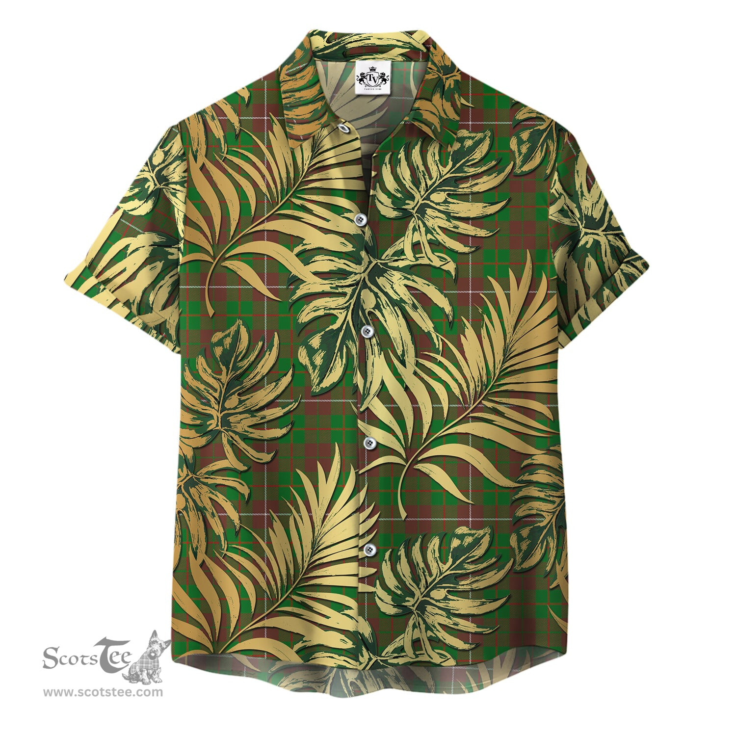 ScotsTee Shop Scottish MacKinnon Hunting Modern Clan Tartan Vintage Leaves Hawaiian Shirt