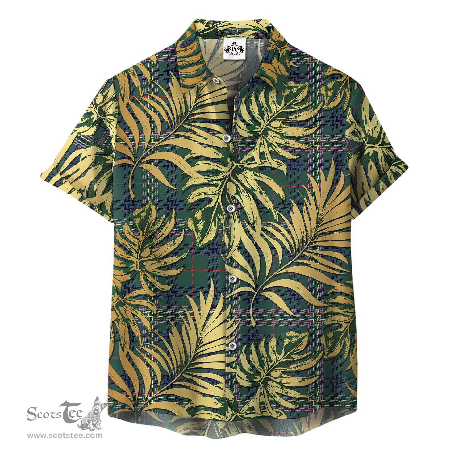 ScotsTee Shop Scottish Kennedy Modern Clan Tartan Vintage Leaves Hawaiian Shirt