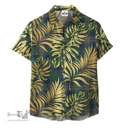 ScotsTee Shop Scottish Kennedy Modern Clan Tartan Vintage Leaves Hawaiian Shirt