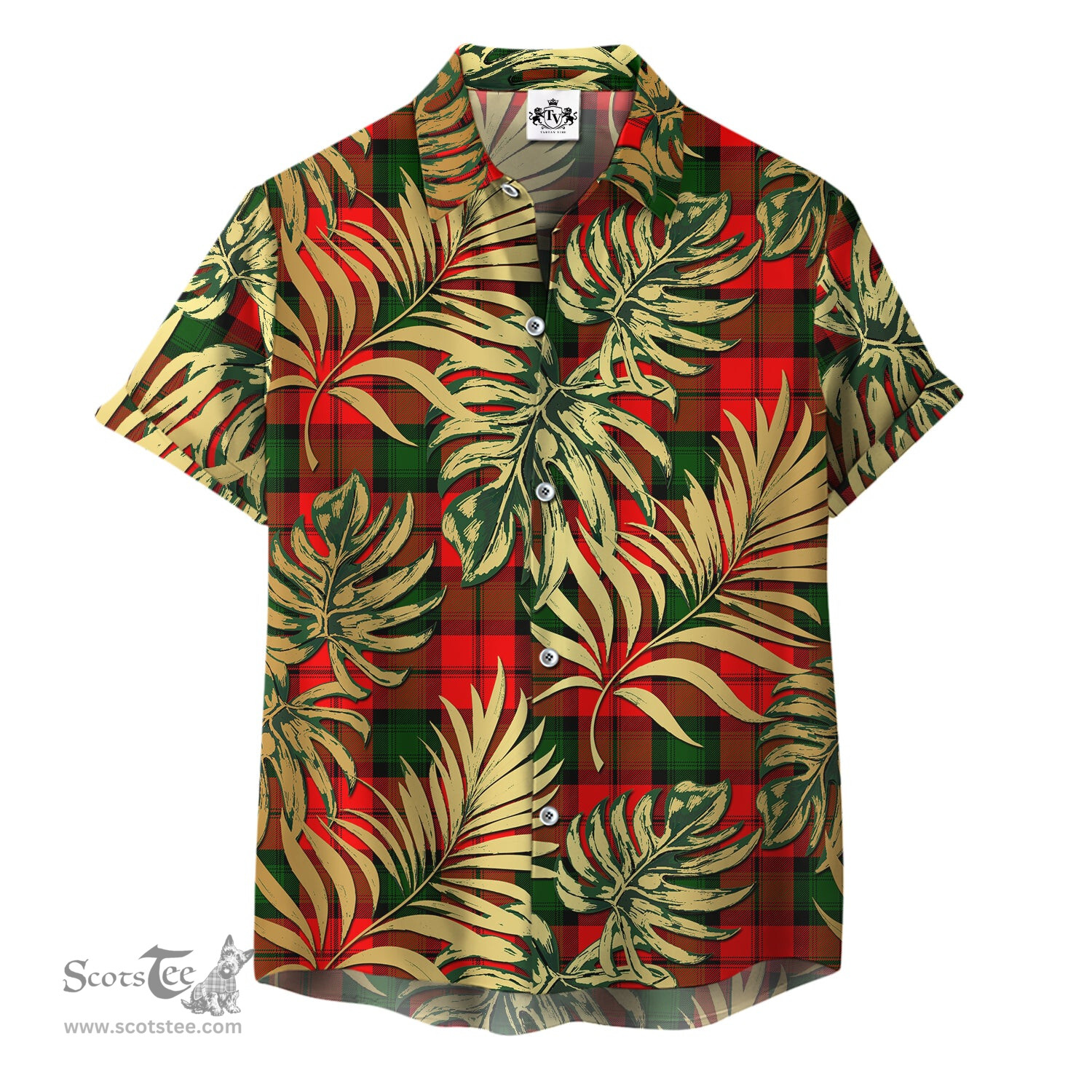 ScotsTee Shop Scottish Kerr Modern Clan Tartan Vintage Leaves Hawaiian Shirt