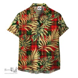 ScotsTee Shop Scottish Kerr Modern Clan Tartan Vintage Leaves Hawaiian Shirt