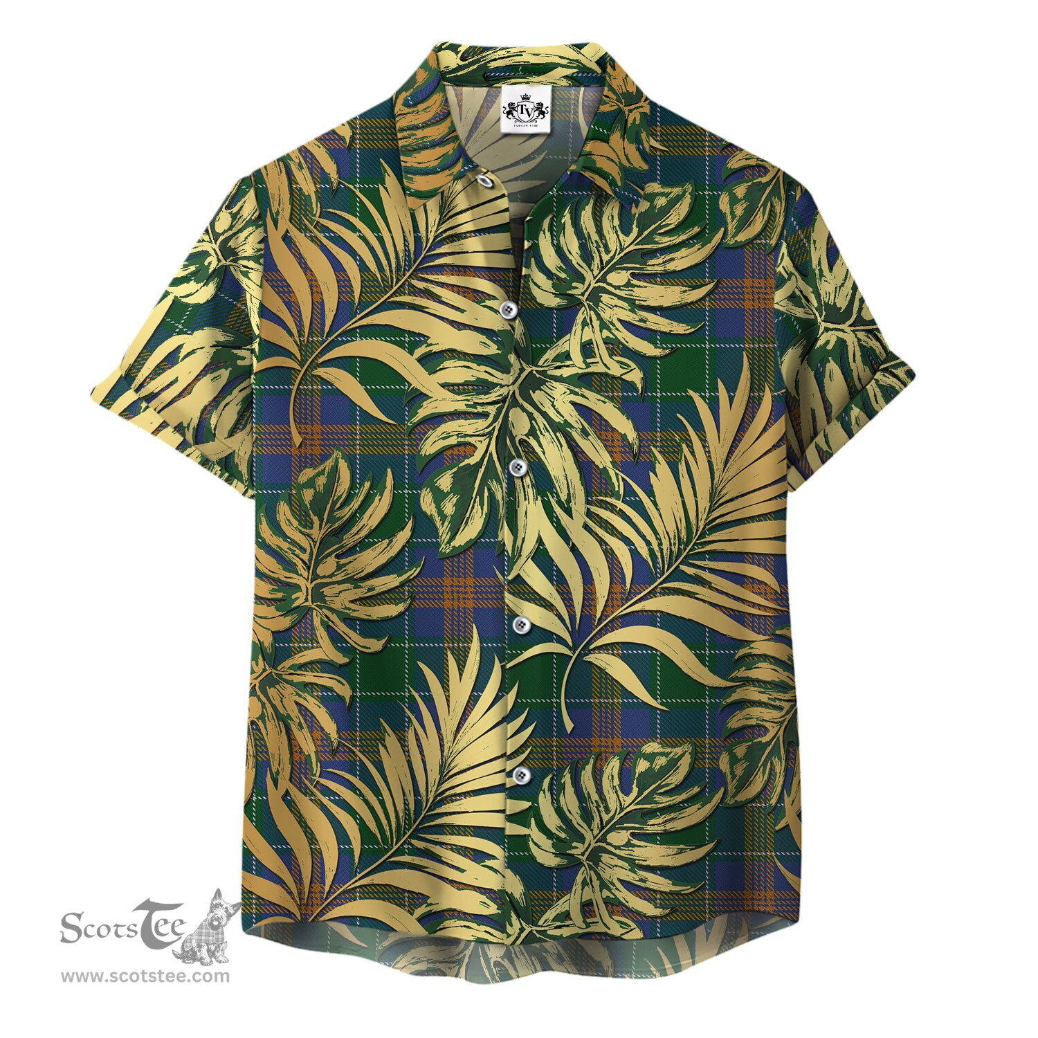 ScotsTee Shop Scottish MacAuliffe-McAucliffe Clan Tartan Vintage Leaves Hawaiian Shirt