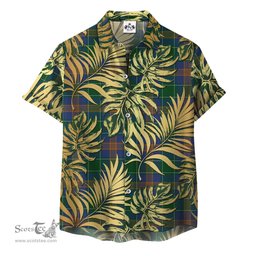 ScotsTee Shop Scottish MacAuliffe-McAucliffe Clan Tartan Vintage Leaves Hawaiian Shirt