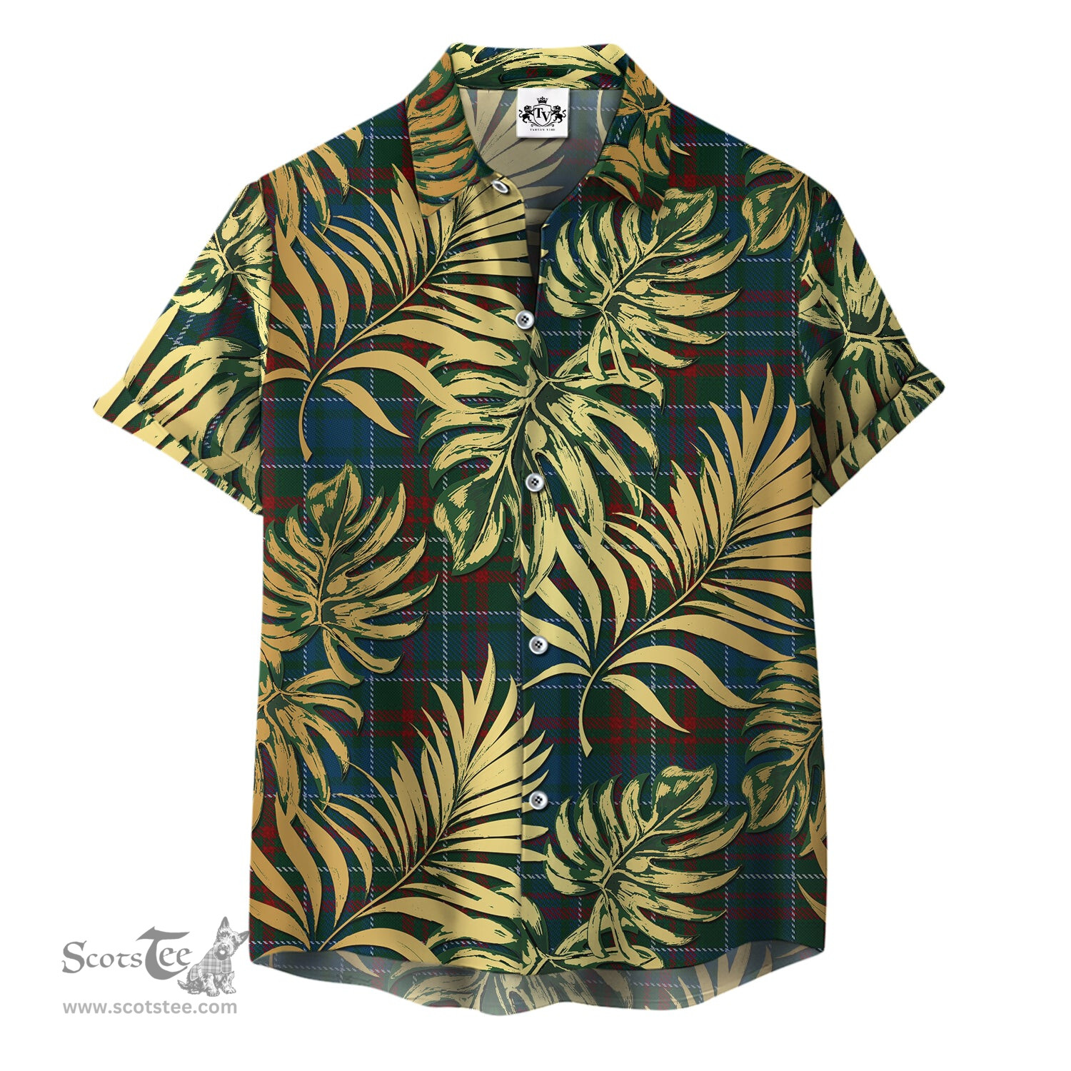 ScotsTee Shop Scottish MacConnell Clan Tartan Vintage Leaves Hawaiian Shirt
