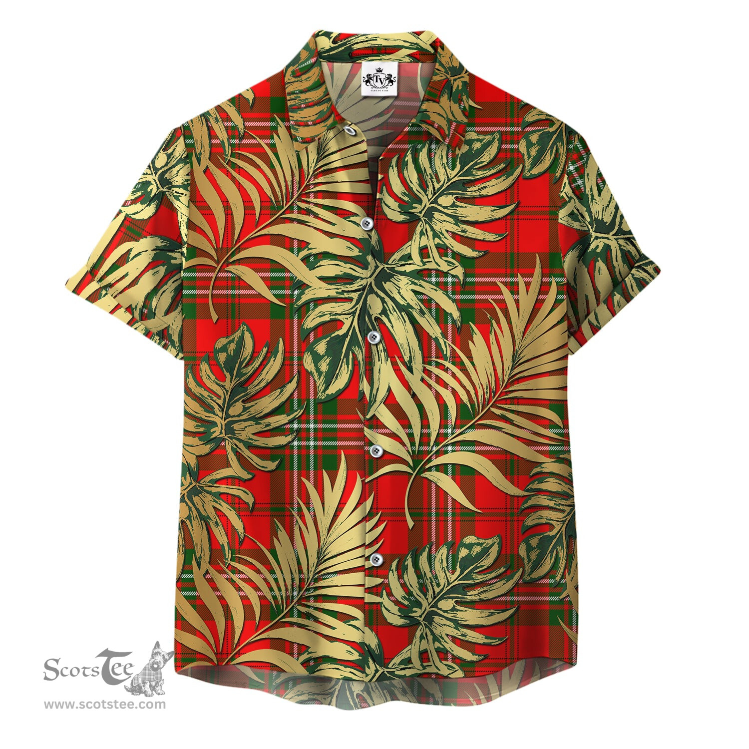 ScotsTee Shop Scottish Langlands Clan Tartan Vintage Leaves Hawaiian Shirt