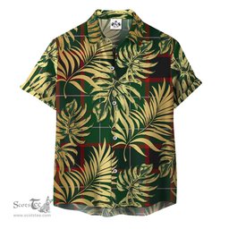 ScotsTee Shop Scottish MacDiarmid 2 Clan Tartan Vintage Leaves Hawaiian Shirt