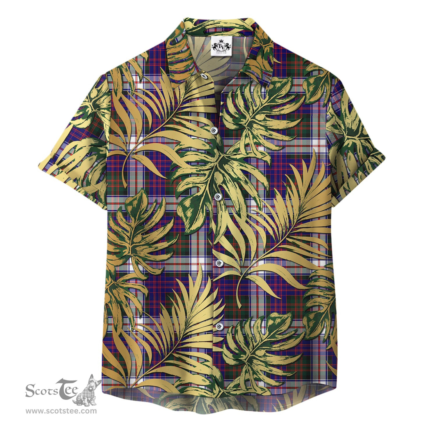 ScotsTee Shop Scottish MacDonald Dress Modern Clan Tartan Vintage Leaves Hawaiian Shirt