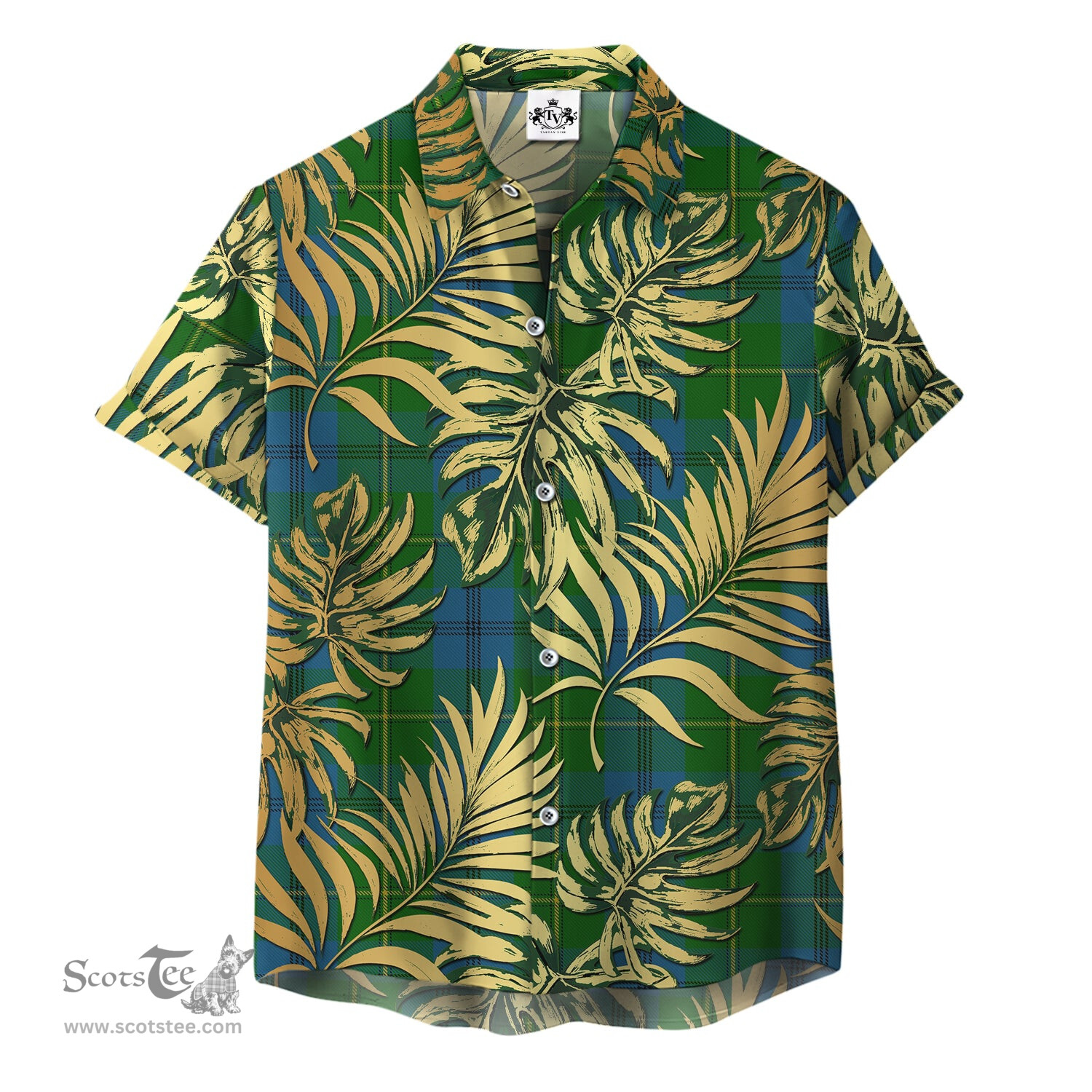 ScotsTee Shop Scottish Johnston (Johnstone) 01 Clan Tartan Vintage Leaves Hawaiian Shirt