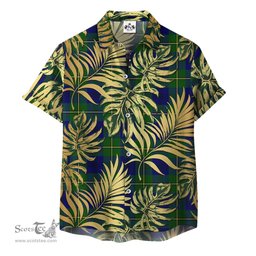 ScotsTee Shop Scottish Johnston Modern Clan Tartan Vintage Leaves Hawaiian Shirt