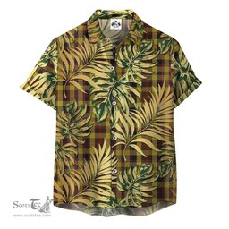ScotsTee Shop Scottish Jardine of Castlemilk Clan Tartan Vintage Leaves Hawaiian Shirt
