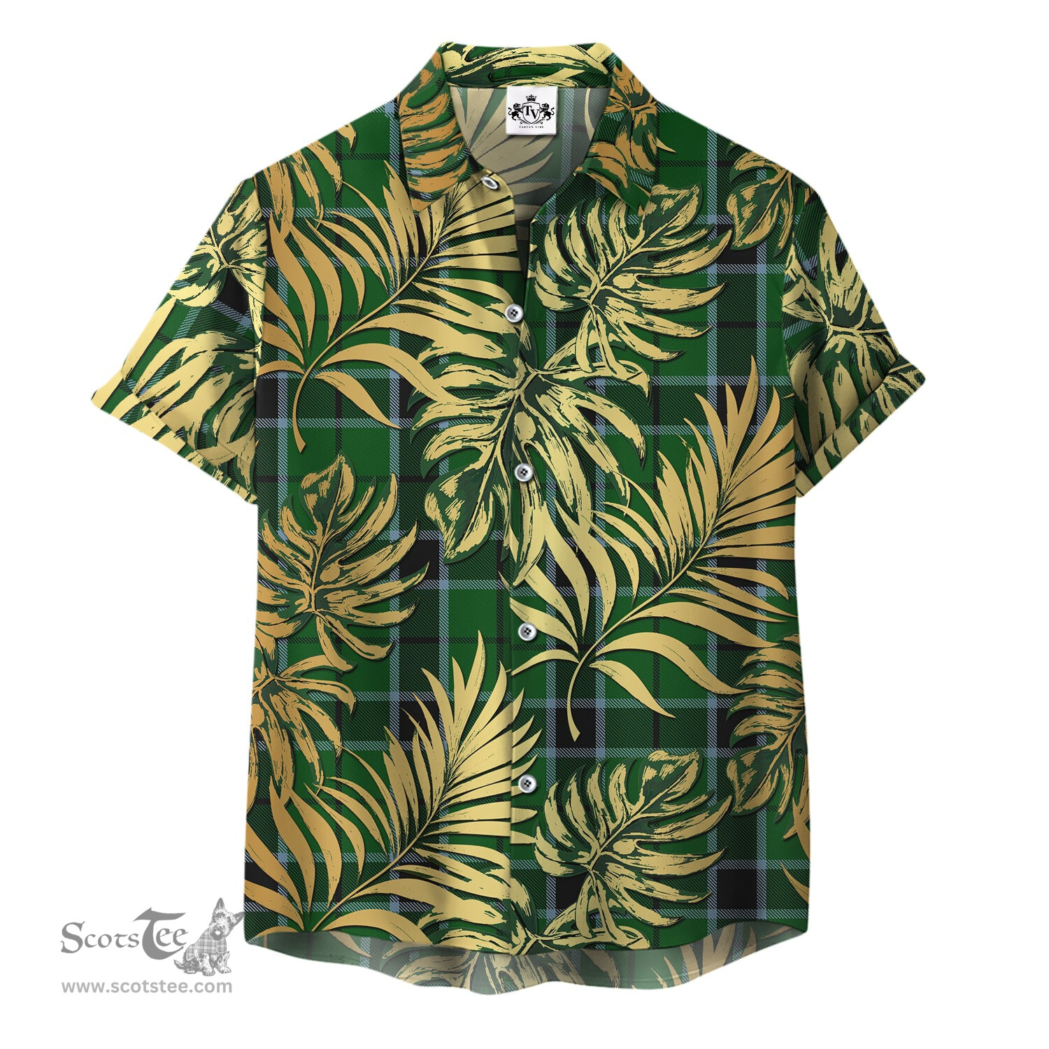 ScotsTee Shop Scottish Innes Hunting Clan Tartan Vintage Leaves Hawaiian Shirt