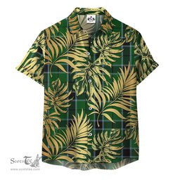 ScotsTee Shop Scottish Innes Hunting Clan Tartan Vintage Leaves Hawaiian Shirt
