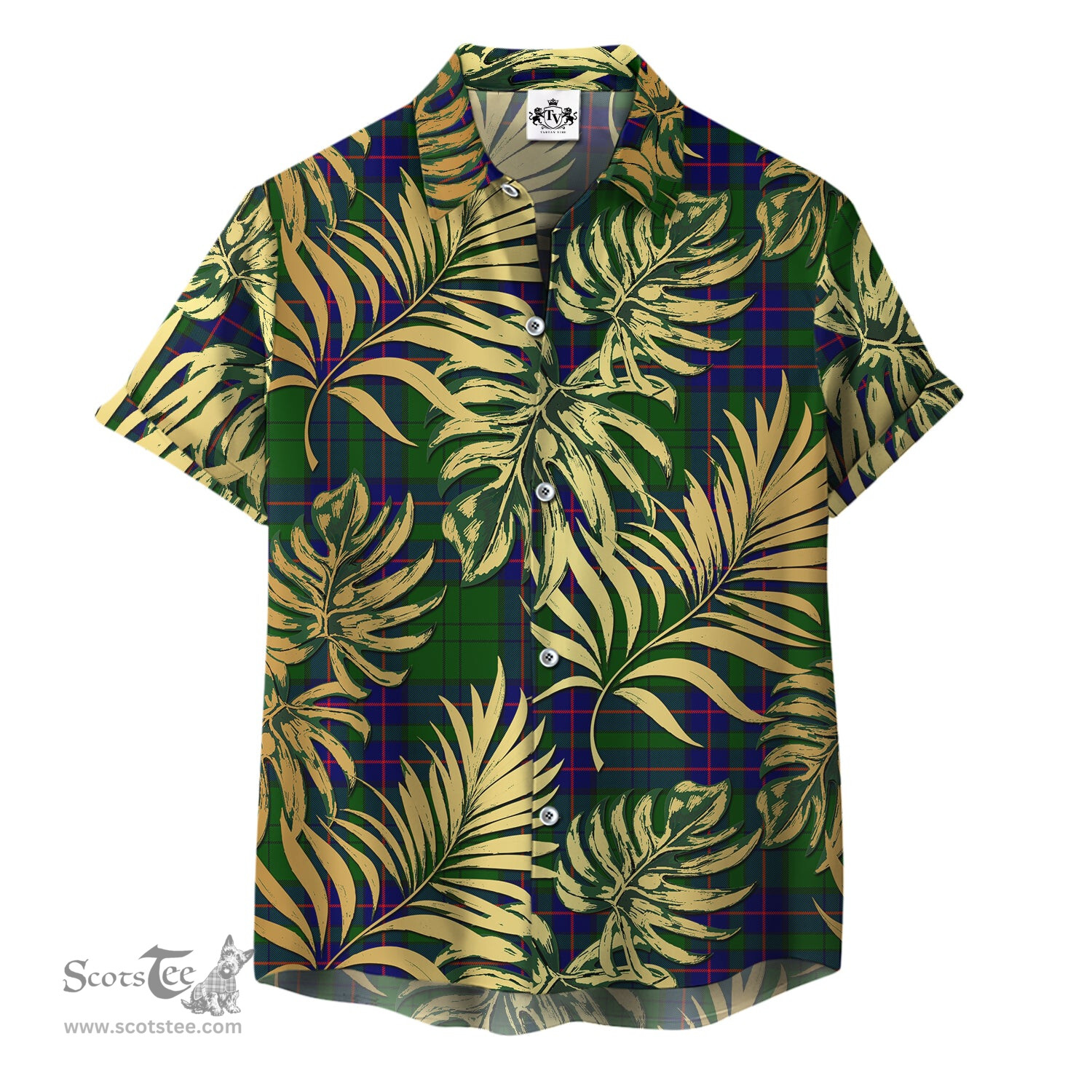 ScotsTee Shop Scottish Lockhart Modern Clan Tartan Vintage Leaves Hawaiian Shirt