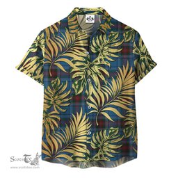 ScotsTee Shop Scottish Louth Clan Tartan Vintage Leaves Hawaiian Shirt