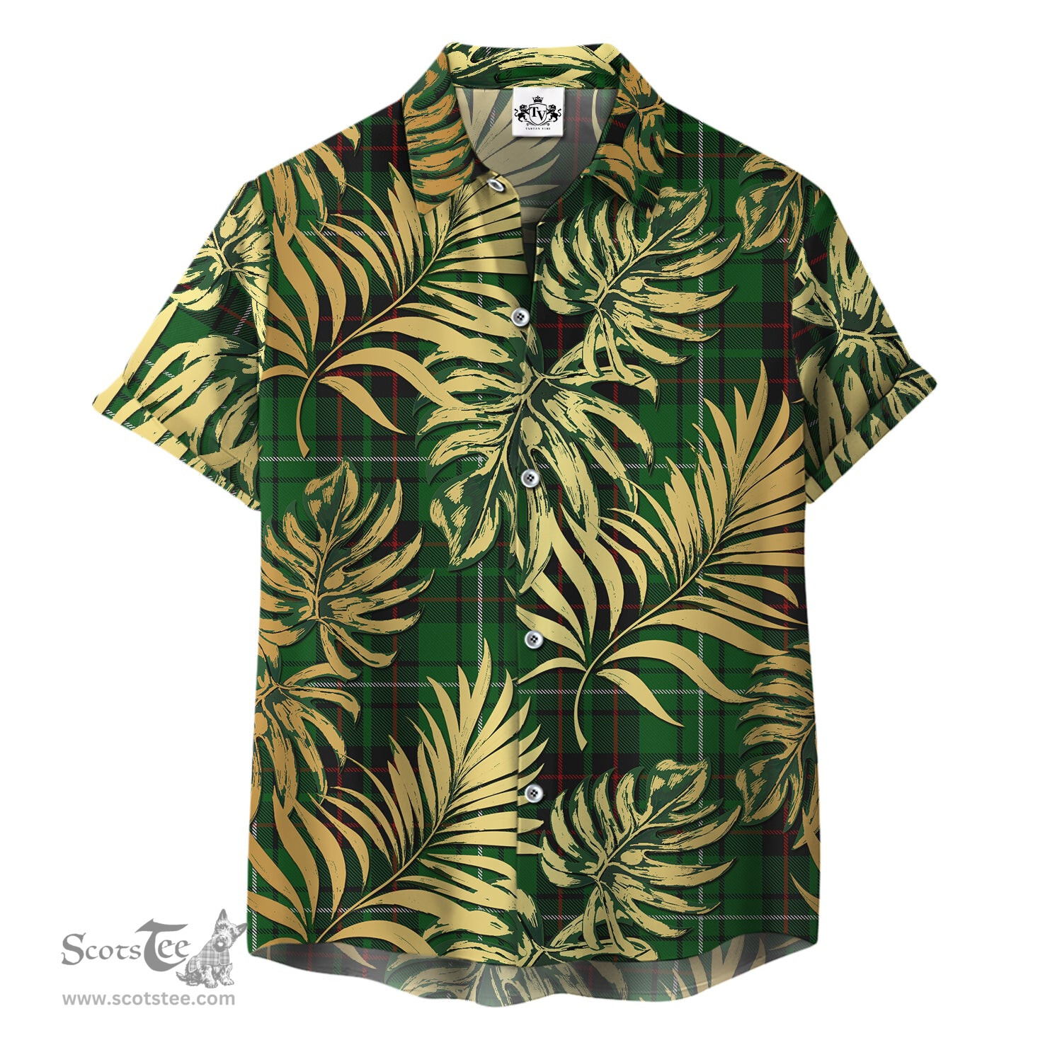 ScotsTee Shop Scottish MacAulay of Lewis Clan Tartan Vintage Leaves Hawaiian Shirt