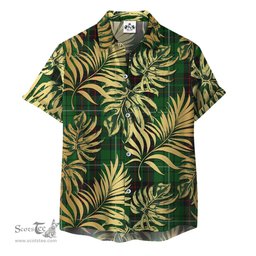 ScotsTee Shop Scottish MacAulay of Lewis Clan Tartan Vintage Leaves Hawaiian Shirt