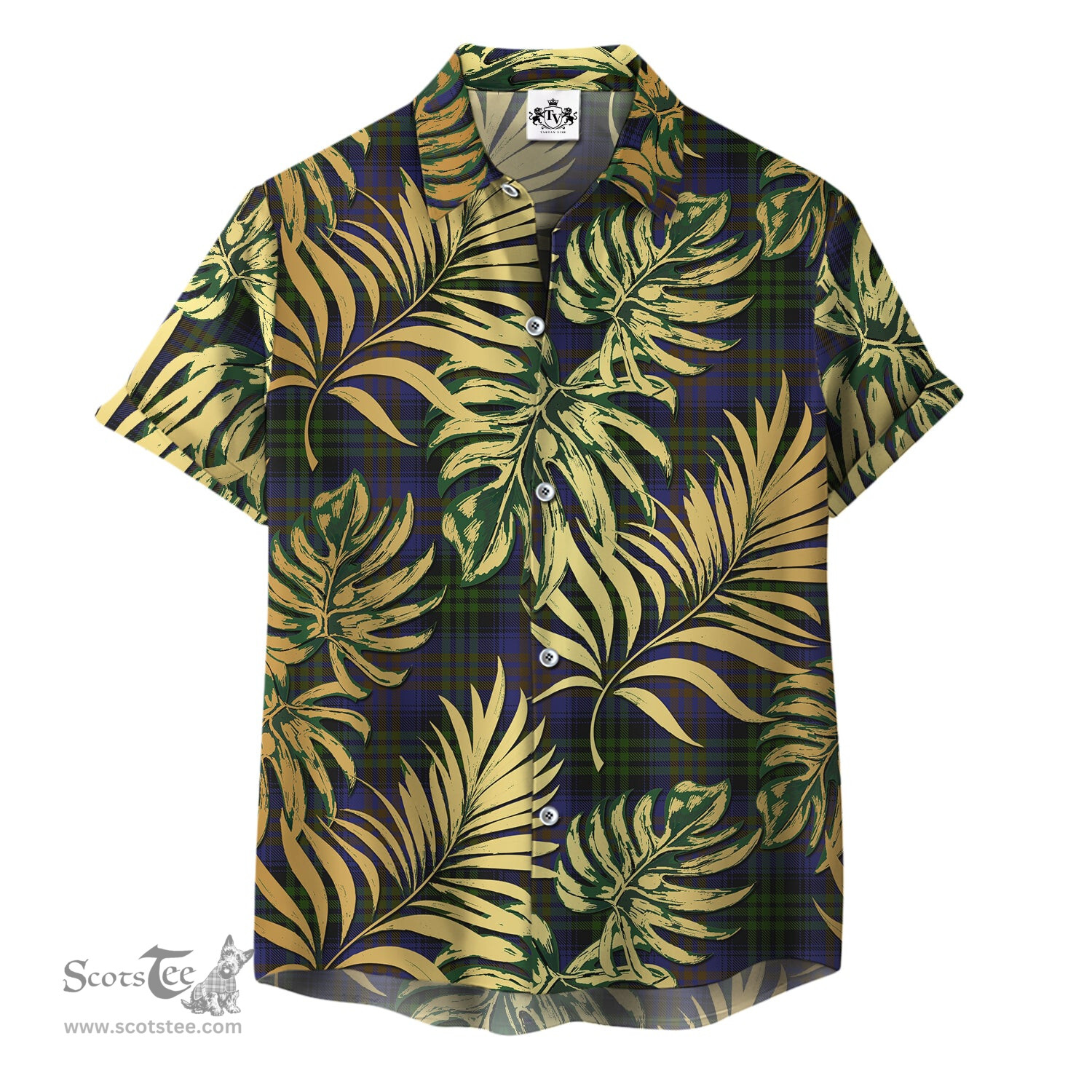 ScotsTee Shop Scottish Lysaght Hunting Clan Tartan Vintage Leaves Hawaiian Shirt