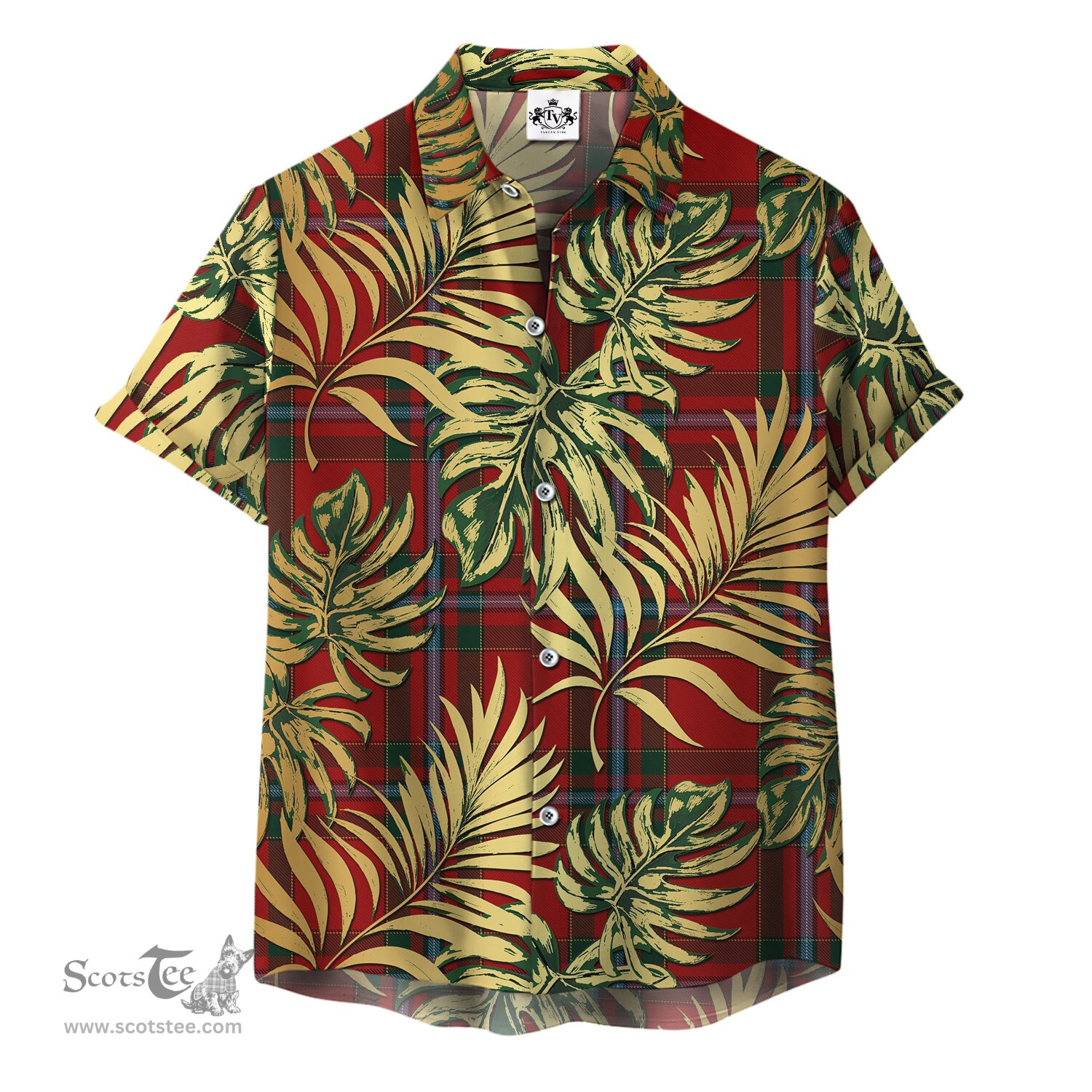ScotsTee Shop Scottish MacIngust Clan Tartan Vintage Leaves Hawaiian Shirt