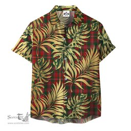 ScotsTee Shop Scottish MacKinnon 05 Clan Tartan Vintage Leaves Hawaiian Shirt