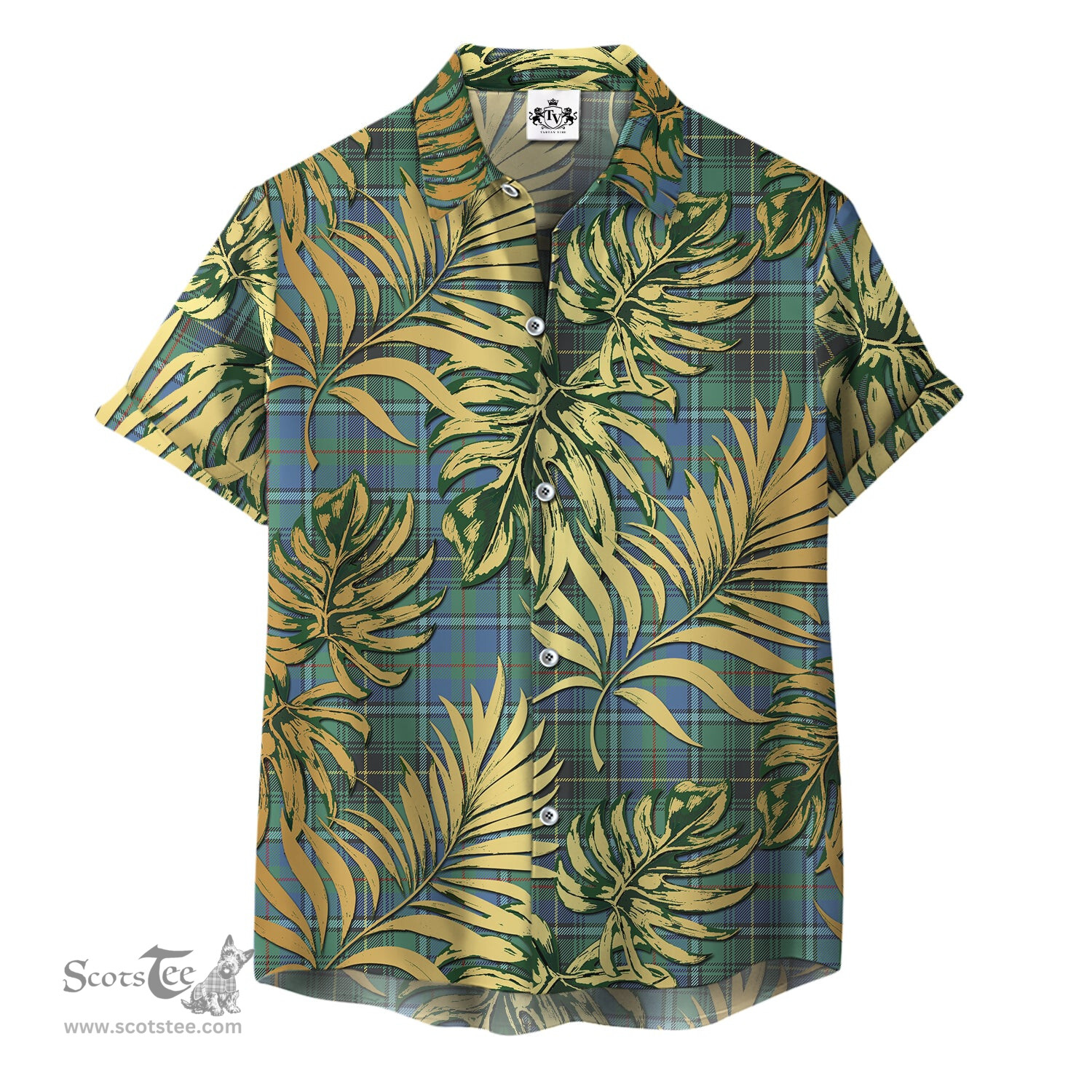 ScotsTee Shop Scottish MacInnes Ancient Clan Tartan Vintage Leaves Hawaiian Shirt