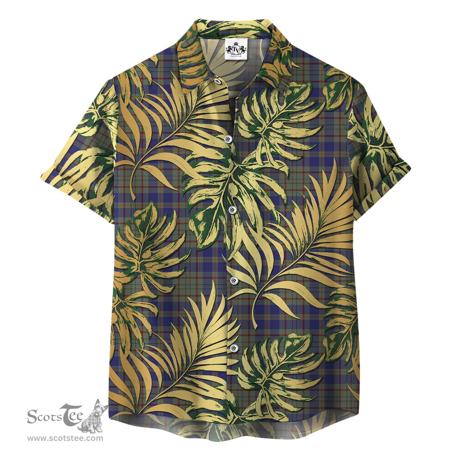 ScotsTee Shop Scottish Kildare Clan Tartan Vintage Leaves Hawaiian Shirt