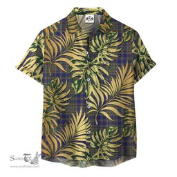 ScotsTee Shop Scottish Kildare Clan Tartan Vintage Leaves Hawaiian Shirt