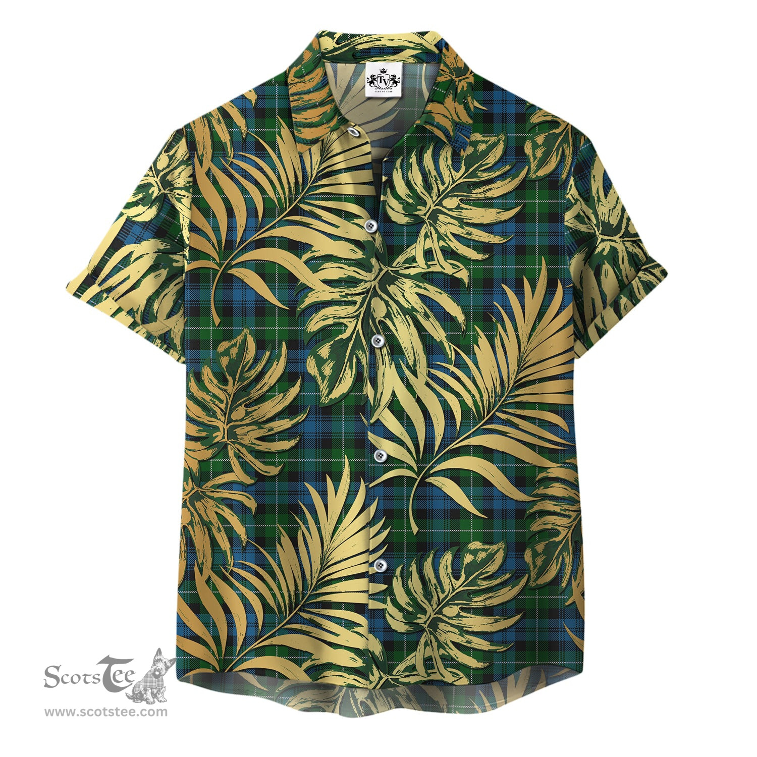 ScotsTee Shop Scottish Lamont Clan Tartan Vintage Leaves Hawaiian Shirt