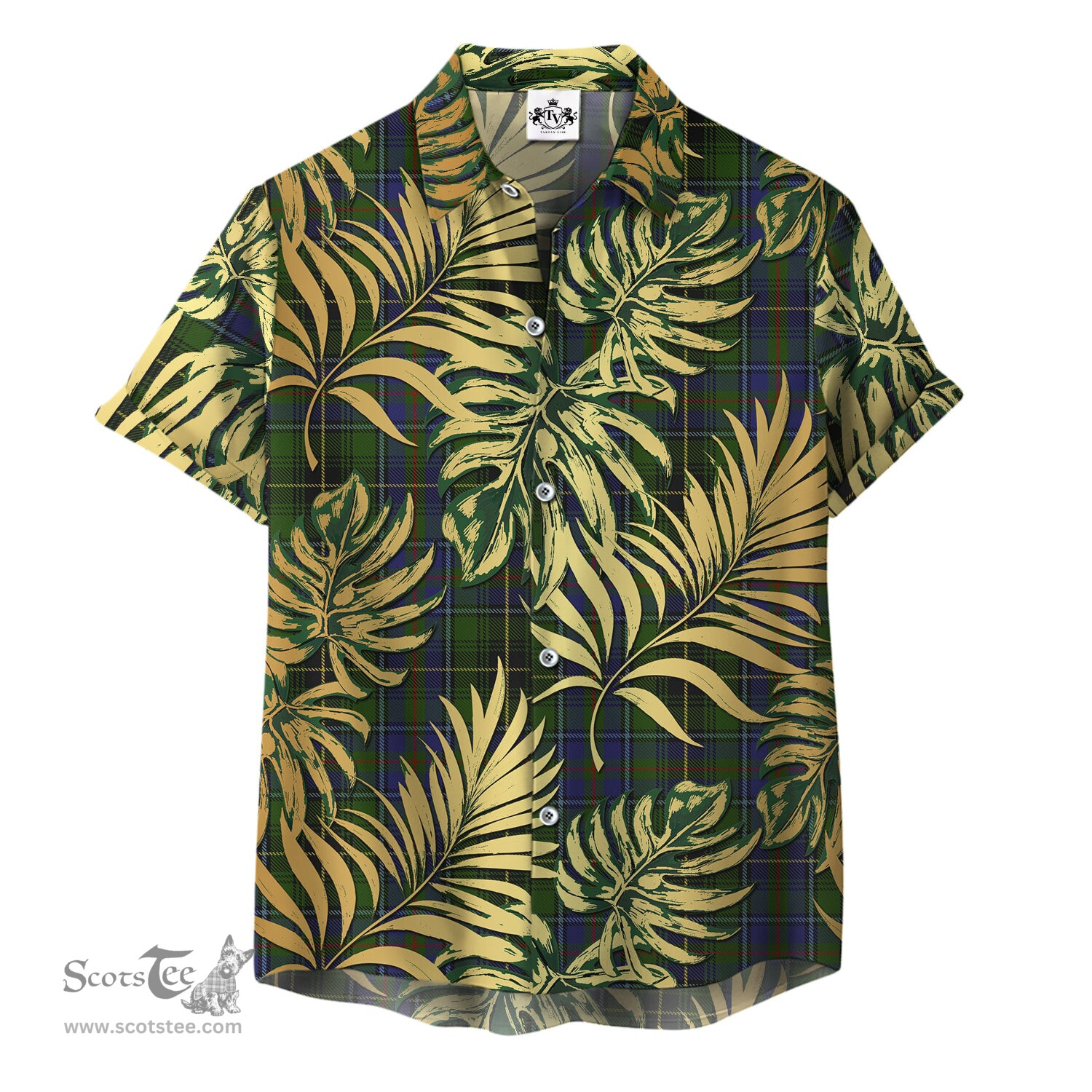 ScotsTee Shop Scottish MacInnes Clan Tartan Vintage Leaves Hawaiian Shirt