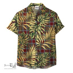 ScotsTee Shop Scottish MacBain Chief Clan Tartan Vintage Leaves Hawaiian Shirt