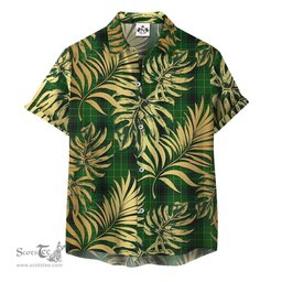 ScotsTee Shop Scottish MacArthur Highland Clan Tartan Vintage Leaves Hawaiian Shirt