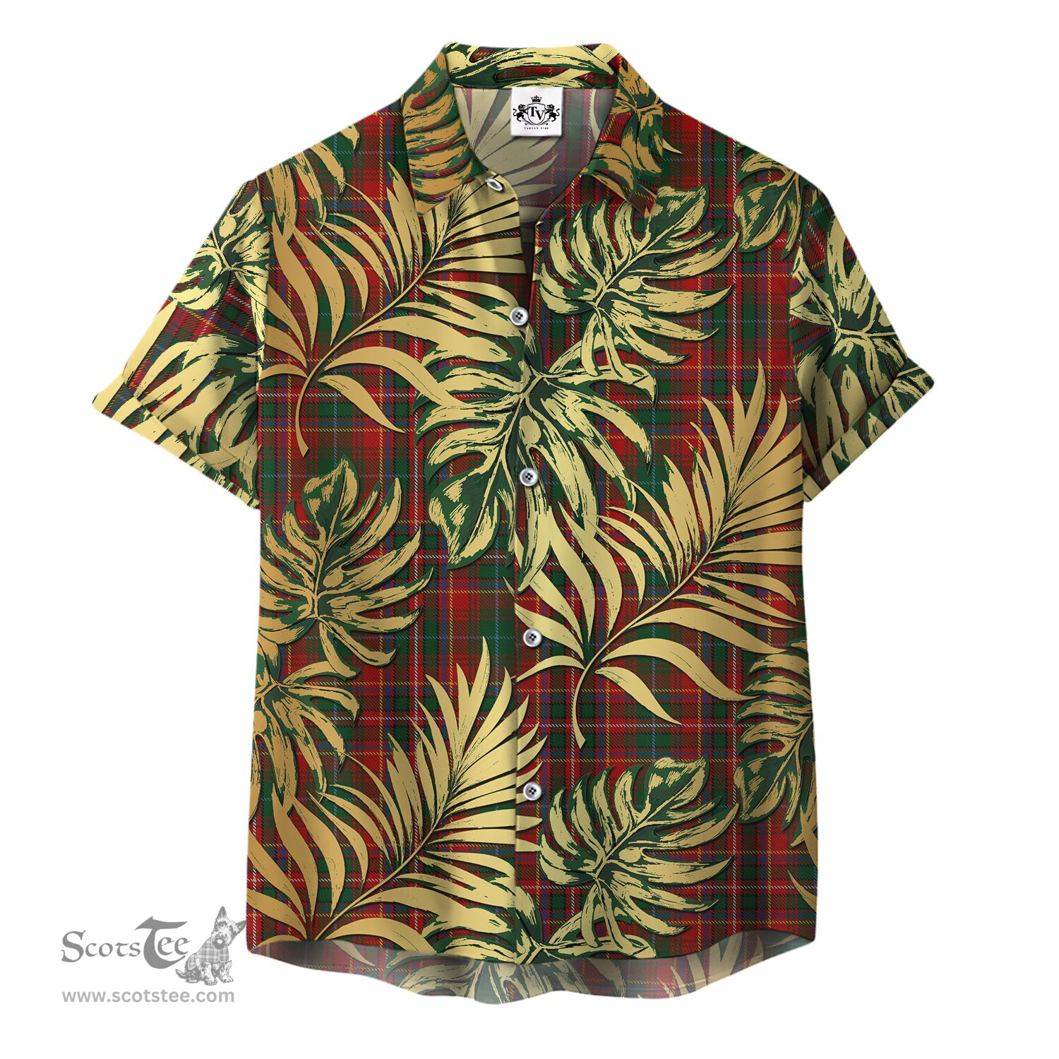 ScotsTee Shop Scottish MacInnes Hastie Clan Tartan Vintage Leaves Hawaiian Shirt